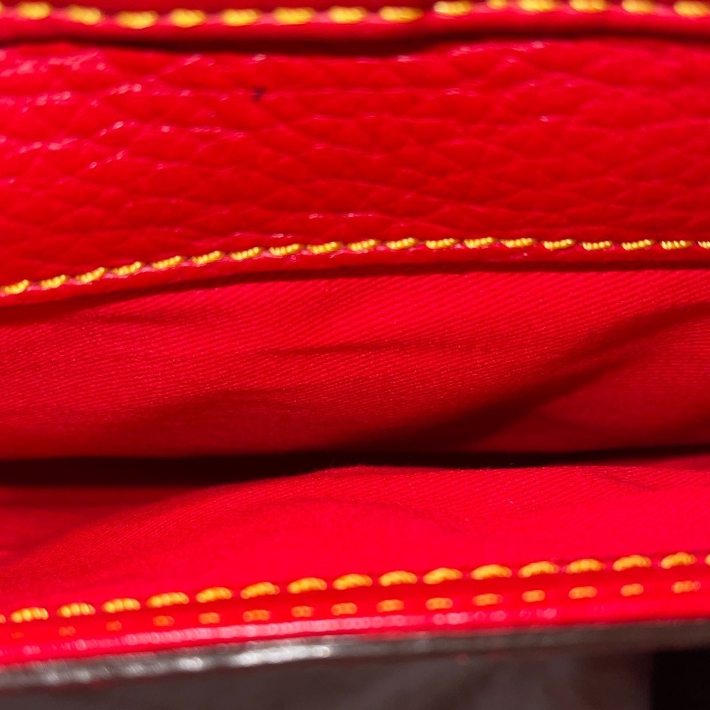 Dooney & Bourke Red Leather Shoulder Bag with Brown Accents Beautiful Dooney BIG - Picture 8 of 13